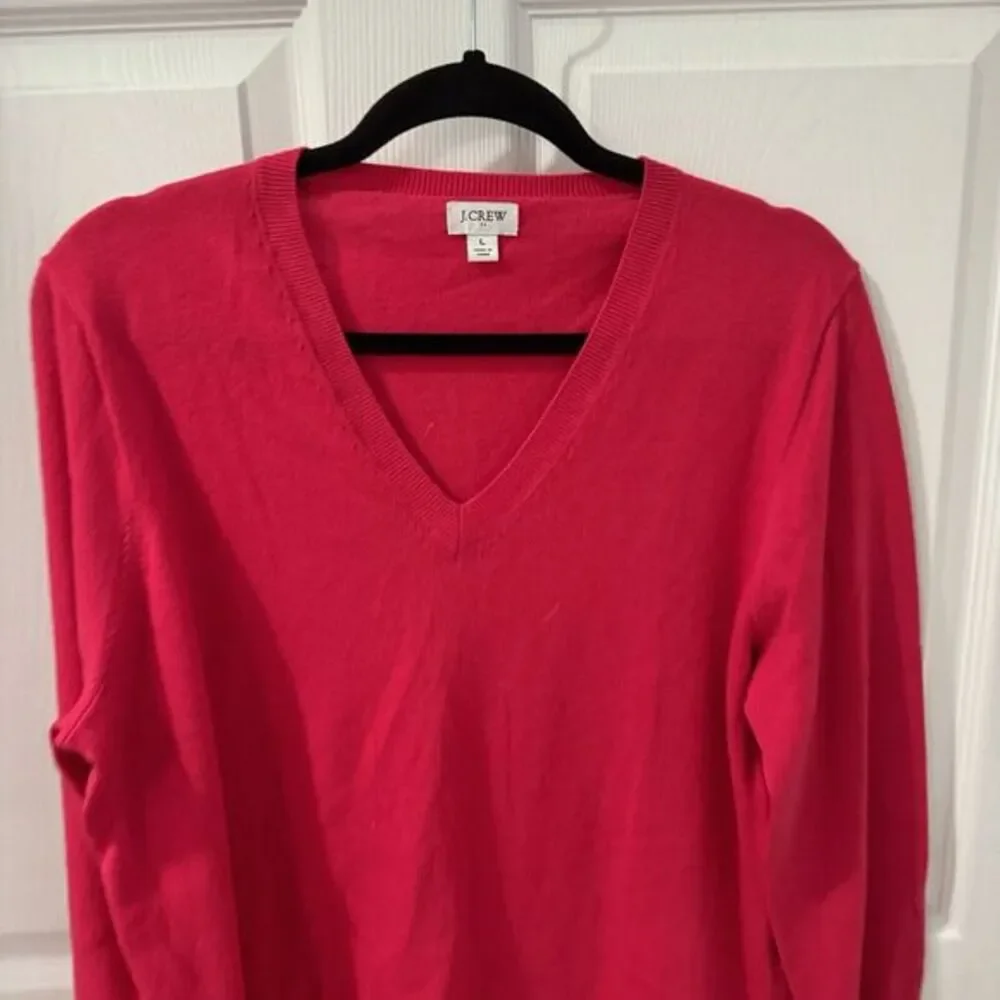 J Crew womens sz L Re-imagined‎ V neck oversize wool blend Pink Sweater preppy